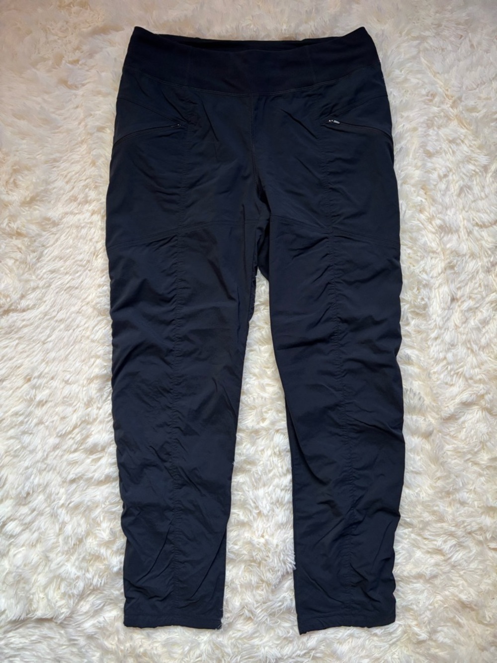 prAna Regular Fit Hiking Pants Black Womens Large Zip Pockets